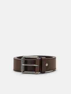 Piazza Italia Cintura da uomo con fibbia rullo lunghezza 110/115 cm - Marrone New