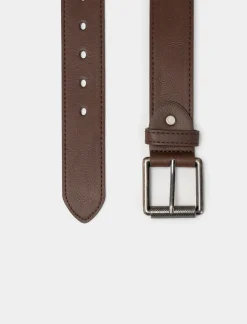 Piazza Italia Cintura da uomo con fibbia rullo lunghezza 110/115 cm - Marrone New