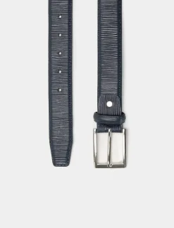 Piazza Italia Cintura da uomo effetto saffiano lunghezza 110/115 cm - Blu Cheap