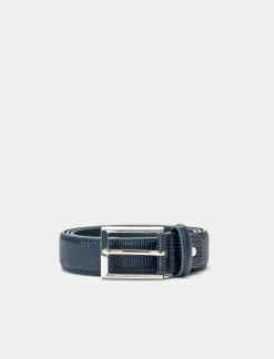 Piazza Italia Cintura da uomo effetto saffiano lunghezza 110/115 cm - Blu Cheap