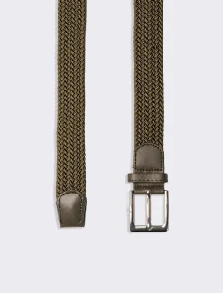 Piazza Italia Cintura da uomo elastica intreccio fibbia 3,5cm - Ve.milit. Verde Best Sale