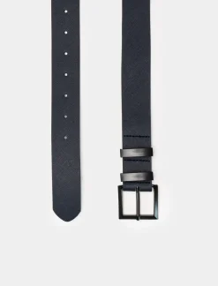 Piazza Italia Cintura da uomo in saffiano con fibbia smaltata opaca - Blu Hot