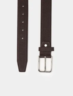 Piazza Italia Cintura da uomo in tessuto fibbia 110 cm e 115 cm - Marrone Best Sale