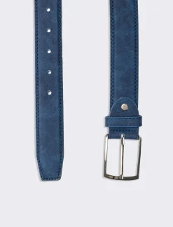 Piazza Italia Cintura da uomo scamosciata lunghezza 110/115 cm - Blu Fashion