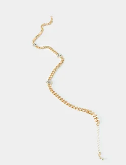 Piazza Italia Collana da uomo catena con teschio in strass - Oro Shop