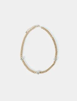 Piazza Italia Collana da uomo catena con teschio in strass - Oro Shop