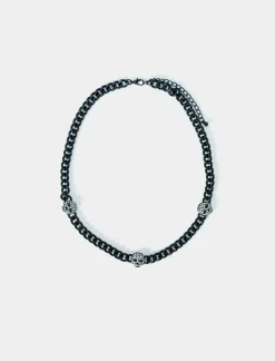 Piazza Italia Collana da uomo catena con teschio in strass - Nero Flash Sale