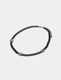 Piazza Italia Collana da uomo catena con teschio in strass - Nero Flash Sale