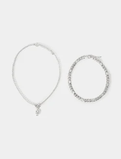 Piazza Italia Collana da uomo catena con teschio - Argento Best