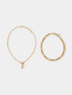 Piazza Italia Collana da uomo catena con teschio - Oro Cheap