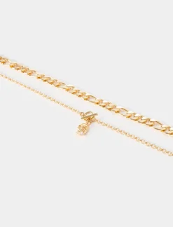 Piazza Italia Collana da uomo catena con teschio - Oro Cheap