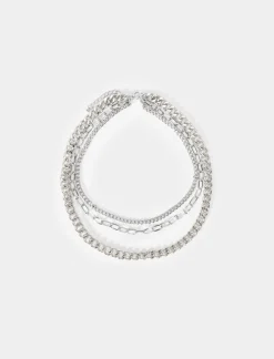 Piazza Italia Collana da uomo catene varie dimensioni - Argento Clearance