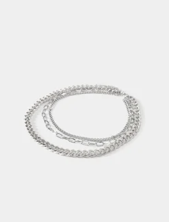 Piazza Italia Collana da uomo catene varie dimensioni - Argento Clearance