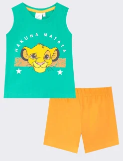 Piazza Italia Completo canotta e pantaloncini, con stampa personaggi - Verde Cheap