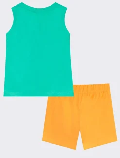 Piazza Italia Completo canotta e pantaloncini, con stampa personaggi - Verde Cheap