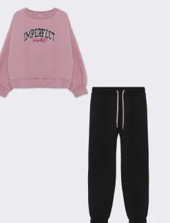 Piazza Italia Completo due pezzi felpa e jogger in tessuto garzato - Rosa Flash Sale