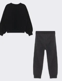 Piazza Italia Completo due pezzi felpa e jogger in tessuto garzato - Nero Clearance