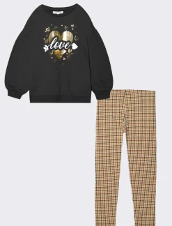 Piazza Italia Completo felpa e leggings da bambina - Nero Fashion