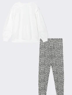 Piazza Italia Completo set due pezzi felpa e leggings fantasia da bambina - sporco Bianco Clearance