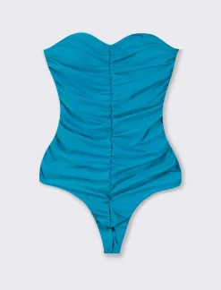 Piazza Italia Costume intero a fascia goffrato shine - Verde Sale