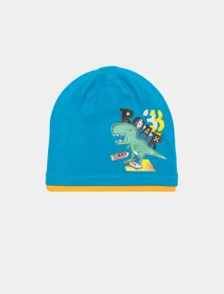 Piazza Italia Cuffia da neonato con dinosauro - ette Blu Flash Sale