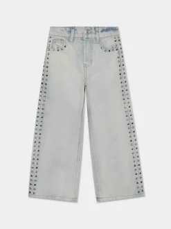 Piazza Italia Denim a palazzo con lavaggio sabbiato - Denim Blu Discount