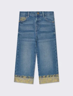 Piazza Italia Denim con risvolto stampato sul fondo - Denim Blu Online