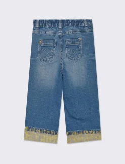 Piazza Italia Denim con risvolto stampato sul fondo - Denim Blu Online