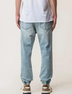 Piazza Italia Denim con vita elasticizzata regolabile con laccio - Denim chiaro Blu Outlet