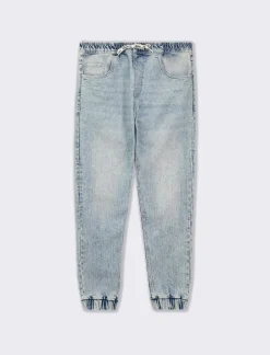 Piazza Italia Denim con vita elasticizzata regolabile con laccio - Denim chiaro Blu Outlet