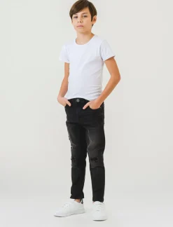 Piazza Italia Denim da bambino 5 tasche vestibilità slim - Nero Outlet