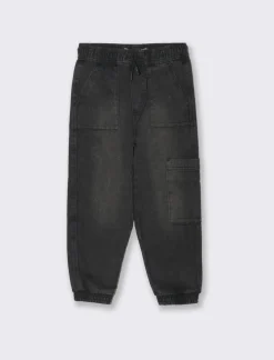 Piazza Italia Denim da bambino con tasconi laterali con coulisse in vita ed elastico al fondo - Nero Cheap