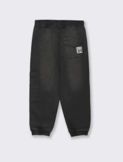 Piazza Italia Denim da bambino con tasconi laterali con coulisse in vita ed elastico al fondo - Nero Cheap