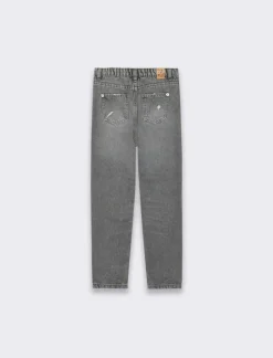 Piazza Italia Denim di cotone con rotture ed elastico regolabile in vita, vestibilità mom fit - Grigio Best Sale
