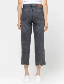 Piazza Italia Denim leggermente elastico vestibilità straight vita alta - Grigio Shop