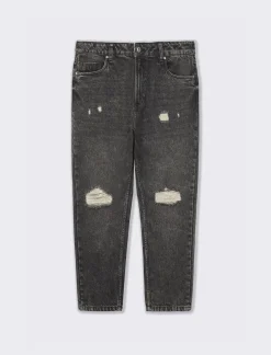 Piazza Italia Denim loose fit a cinque tasche con strappi - Nero Sale