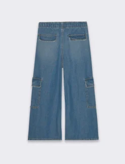 Piazza Italia Denim modello cargo da bambina con elastico in vita - Denim Blu Flash Sale