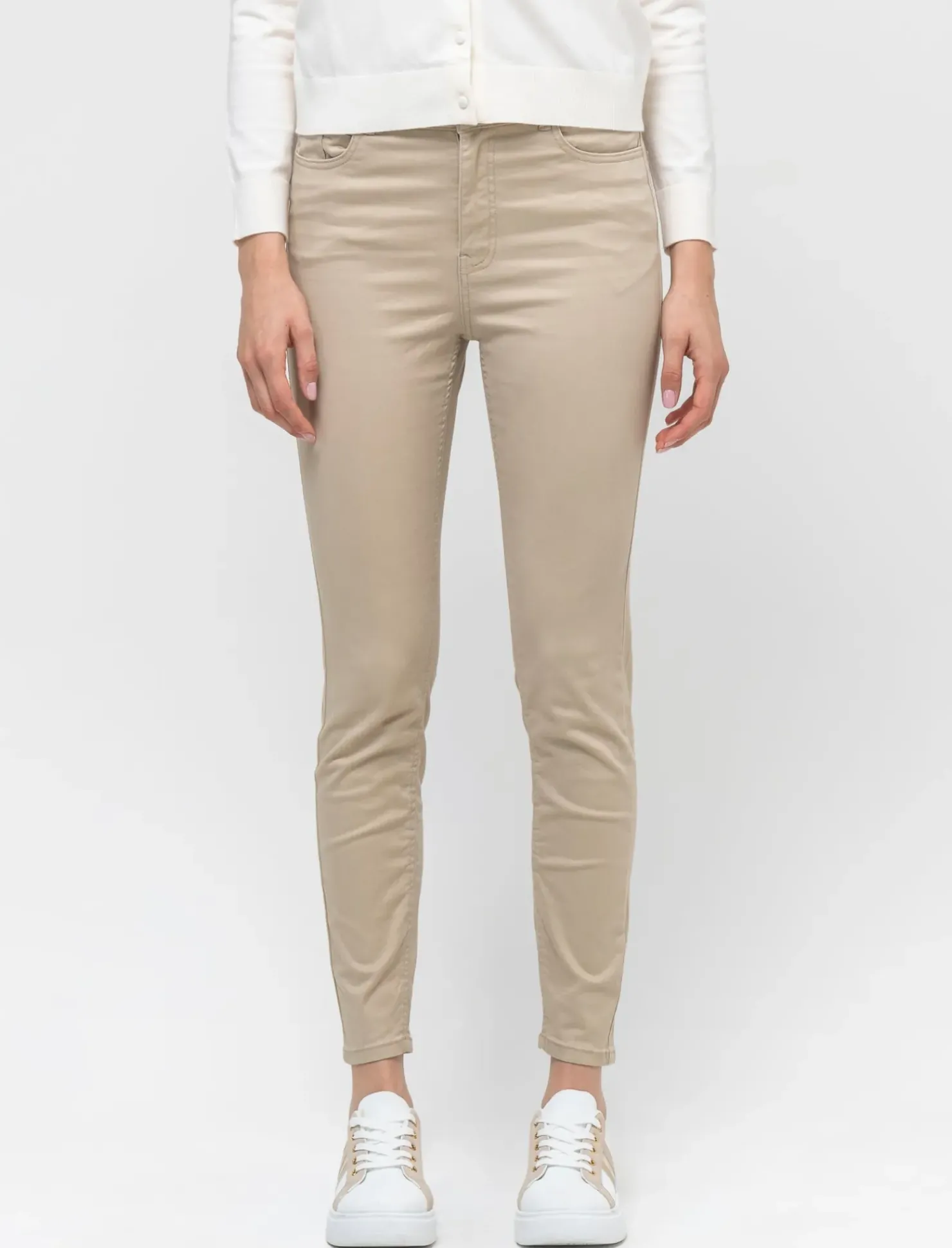 Piazza Italia Denim skinny colorato 5 tasche con bottone in metallo - Beige corda Marrone Best