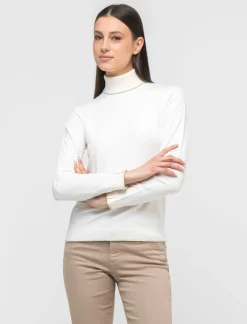 Piazza Italia Dolcevita in maglia fine e morbida con dettaglio lurex - Avorio Beige Best Sale