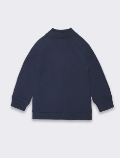 Piazza Italia Felpa apribile in cotone con collo e fondo manica in costina con dettaglio etichetta stile college - Blu Outlet