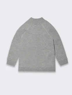 Piazza Italia Felpa apribile in cotone con collo e fondo manica in costina con dettaglio etichetta stile college - mel. Grigio Outlet