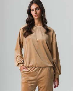 Piazza Italia Felpa basica girocollo a manica lunga con vesibilità regular  - Cammello Beige Online