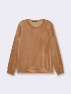 Piazza Italia Felpa basica girocollo a manica lunga con vesibilità regular  - Cammello Beige Online