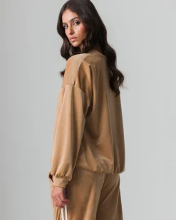 Piazza Italia Felpa basica girocollo a manica lunga con vesibilità regular  - Cammello Beige Online