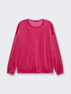 Piazza Italia Felpa basica girocollo a manica lunga con vesibilità regular  - Fuxia Online