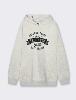 Piazza Italia Felpa cappuccio in misto cotone garzato regular fit - mel. Grigio Cheap