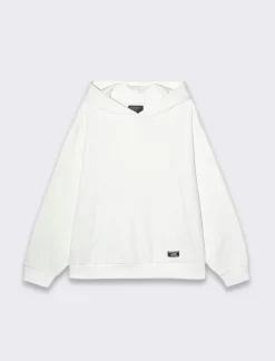 Piazza Italia Felpa cappuccio in misto cotone garzato boxy fit - Bianco Online