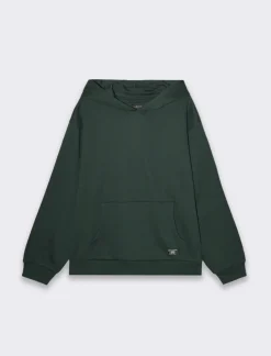 Piazza Italia Felpa cappuccio in misto cotone garzato boxy fit - scuro Verde Online