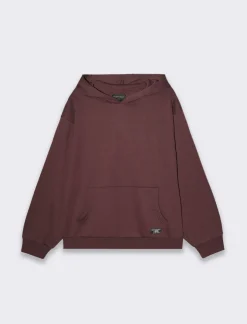 Piazza Italia Felpa cappuccio in misto cotone garzato boxy fit - Bordeaux Rosso Sale