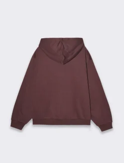 Piazza Italia Felpa cappuccio in misto cotone garzato boxy fit - Bordeaux Rosso Sale